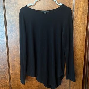 Karen Kane Asymmetrical Hem Black Mixed Material Sweater